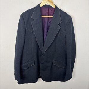 Vintage Lee Western Men 48L Tall Dark Blue‎ Blazer Sports Coat USA